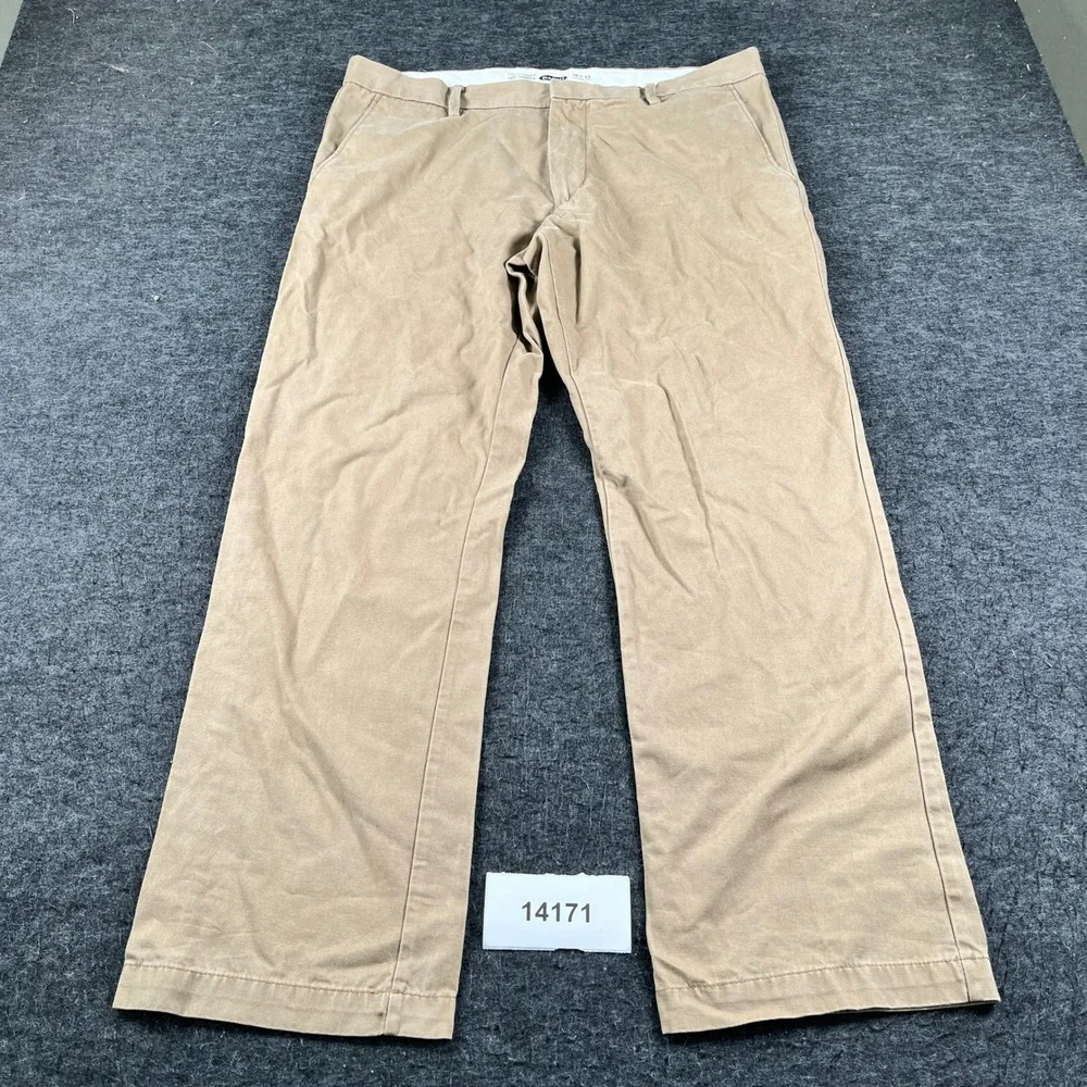 Old Navy Classic Straight Chino Pants Mens 36x32 Tan Cotton Flat Front Casual